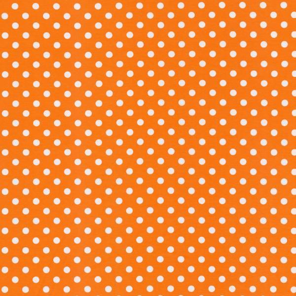 Baumwoll Jersey Punkte Ø 1cm Orange/Weiß